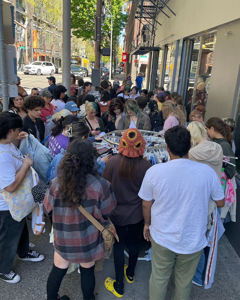 group of people in front of store