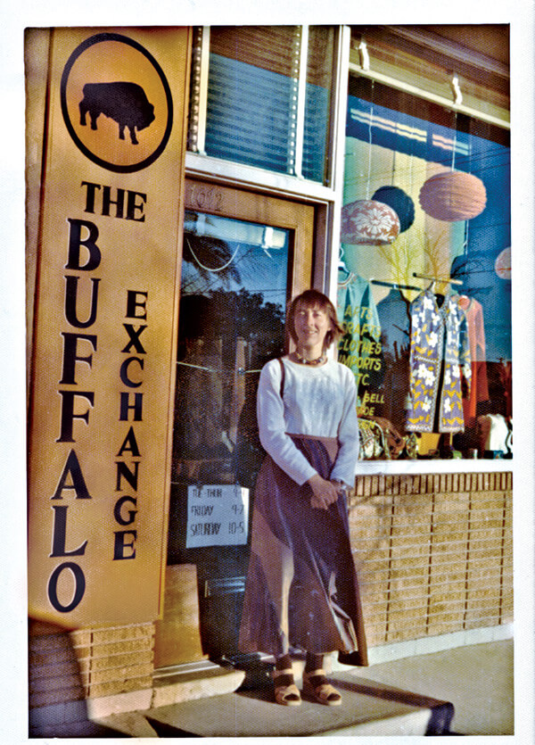 Kerstin in front of a store